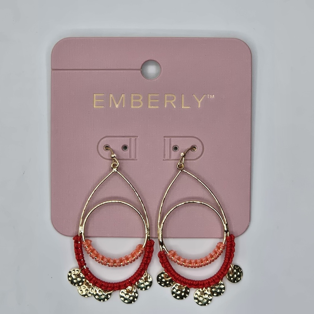 NWT Emberly Gold Tone Mixed Media Drop Earrings
